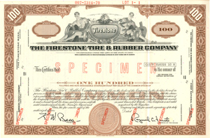Firestone Tire and Rubber Co. - Automotive Specimen Stock Certificate